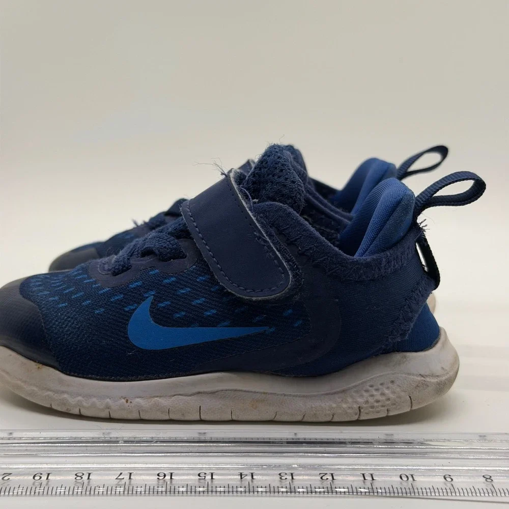 Nike Free RN Toddler Shoes Navy‎ Blue Hook and Loop Athletic Sneakers Size 6C